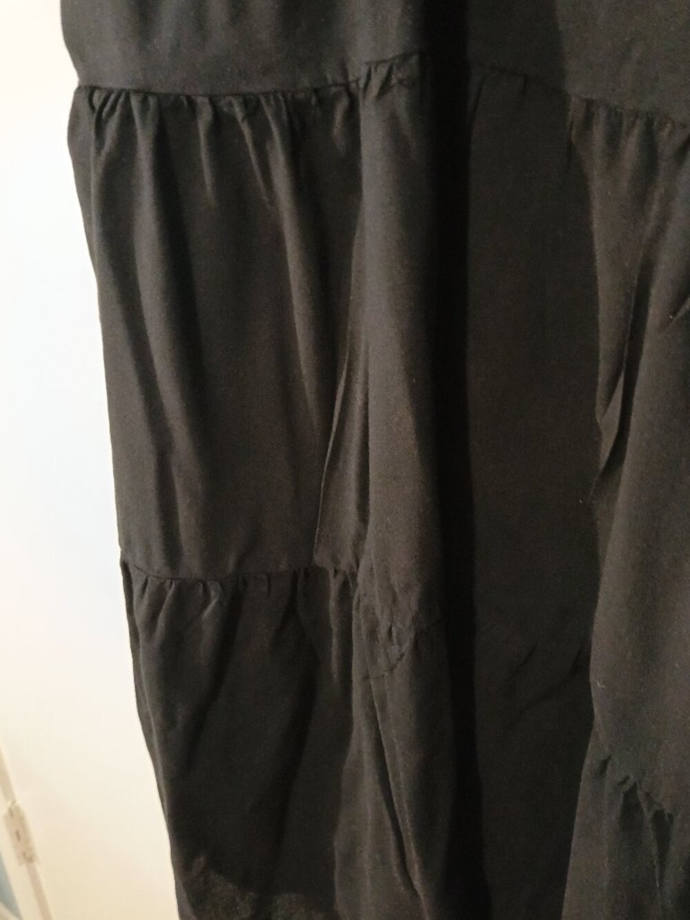 Old Navy Black Tiered Babydoll Dress Women's Large Cotton Rayon Short Sleeve - Picture 5 of 7